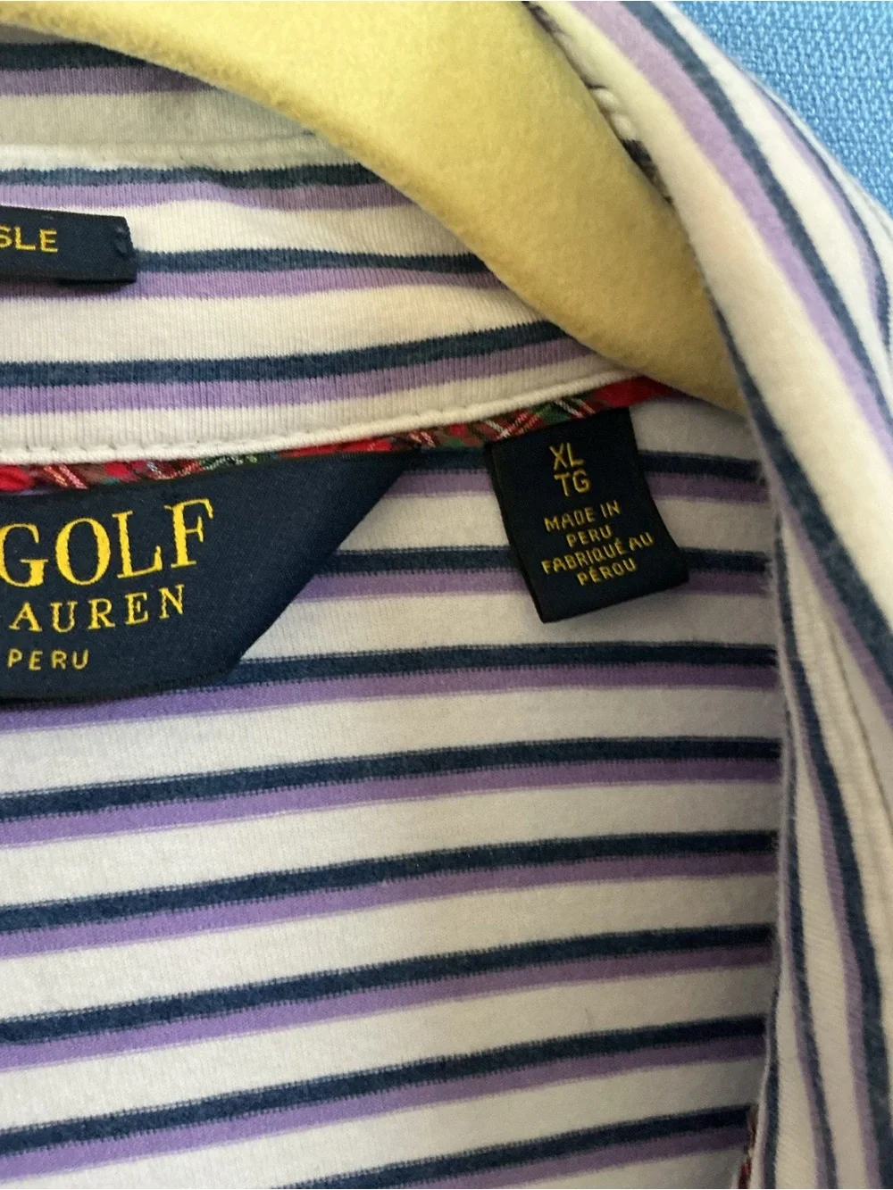 Polo Ralph Lauren Men’s Stretch Lisle Striped Polo - White, Purple, & Navy
